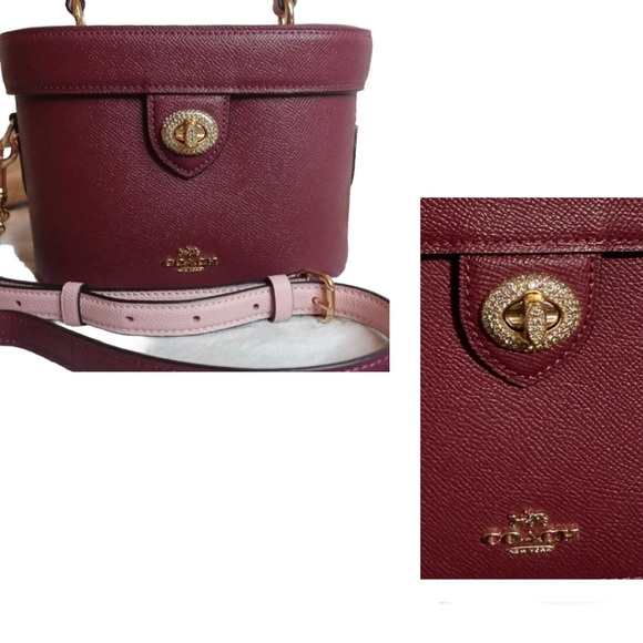 SOLD!! COACH Kay Crossbody With Glitter In Black Cherry Leather - Picture 5 of 14